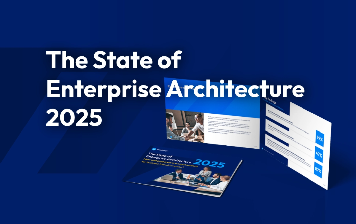 The state of Enterprise architecture 2025 written on bleu background