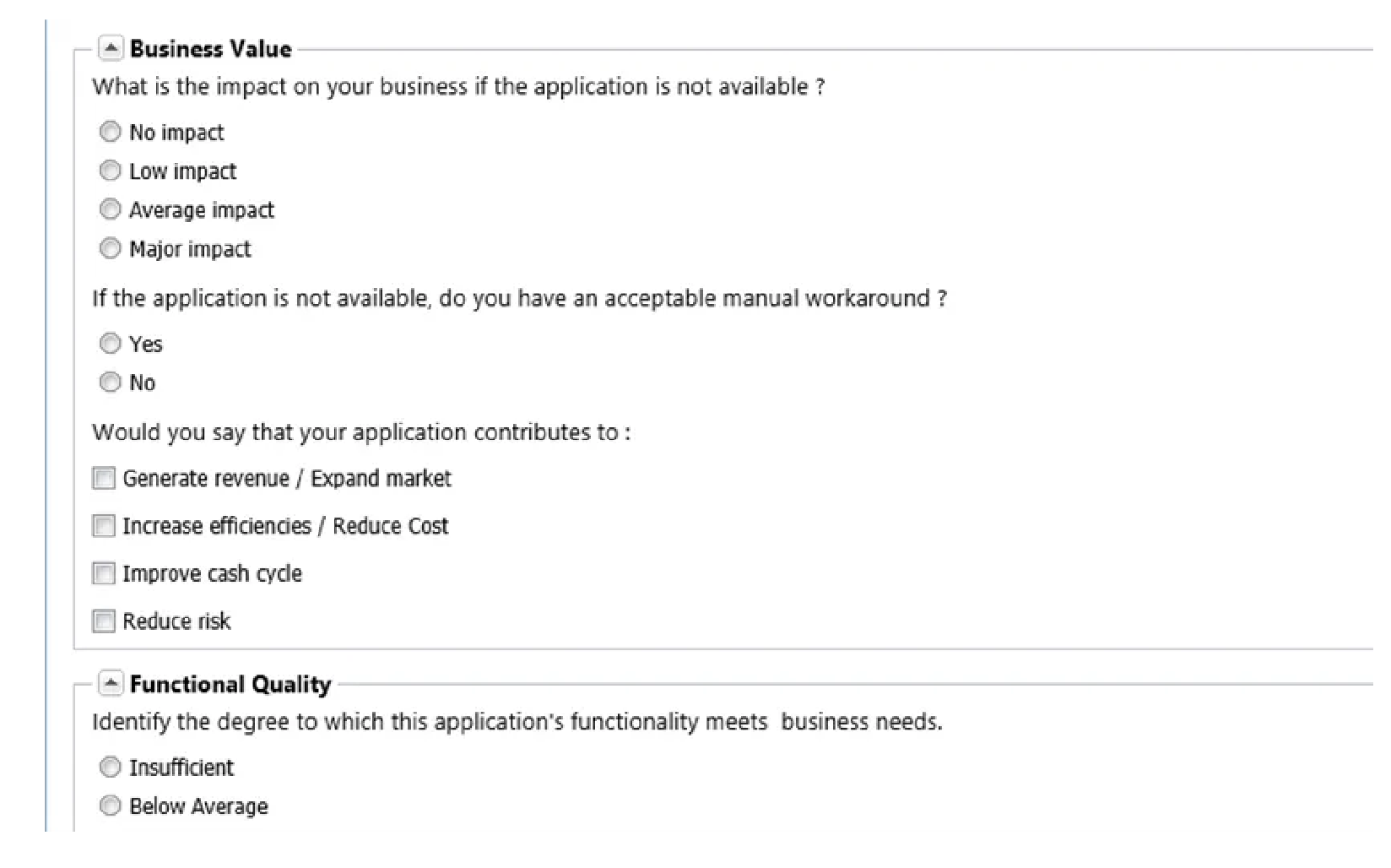 Submit questionnaires to company and IT owners to evaluate their applications. 